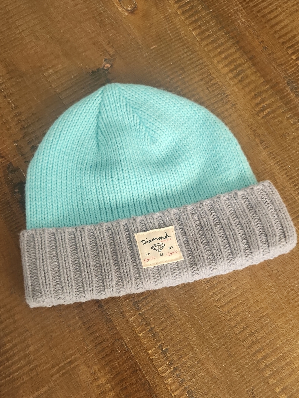 Diamond Supply Co. Two-Tone Mint & Gray Knit Beanie